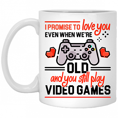 Gifts To Boyfriend I Promise To Love You Video Games Ceramic Coffee Mug - Beer Stein - Water Bottle - Color Changing Mug, White, 11 oz. White Mug
