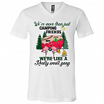 We Are More Than Just Camping Friends We're Like a Really Small Gang T-Shirt - Flamingo Camping V-Neck Tee Gifts, White, V-Neck T-Shirt