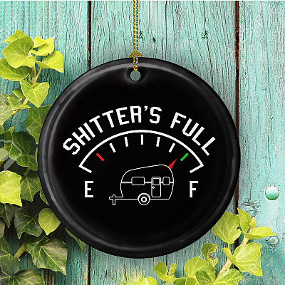 Alternative view of Eddie Merry Christmas Shitter Is Full Decorative Christmas Ornament - Holiday Flat Circle Ornament