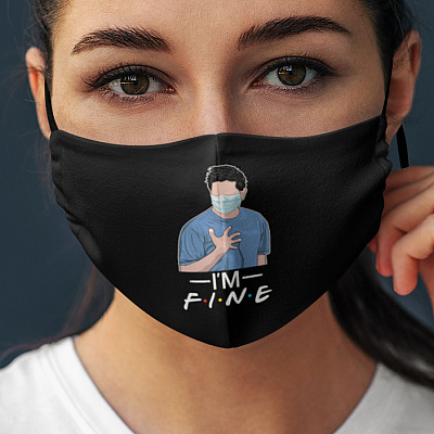 Alternative view of I'm Fine Ross Geller With A Mask Washable Reusable Custom Printed Cloth Face Mask Cover
