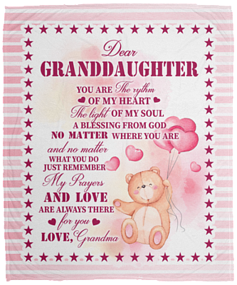 From Grandma to Granddaughter the Rhythm of My Heart Fleece Blanket - Mink Sherpa Blanket - Woven Blanket, White, Cozy Plush Fleece Blanket - 50x60
