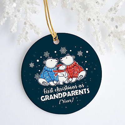 Alternative view of Personalized First Christmas As Grandparents Polar Bear Decorative Christmas Ornament - Holiday Flat Ornament