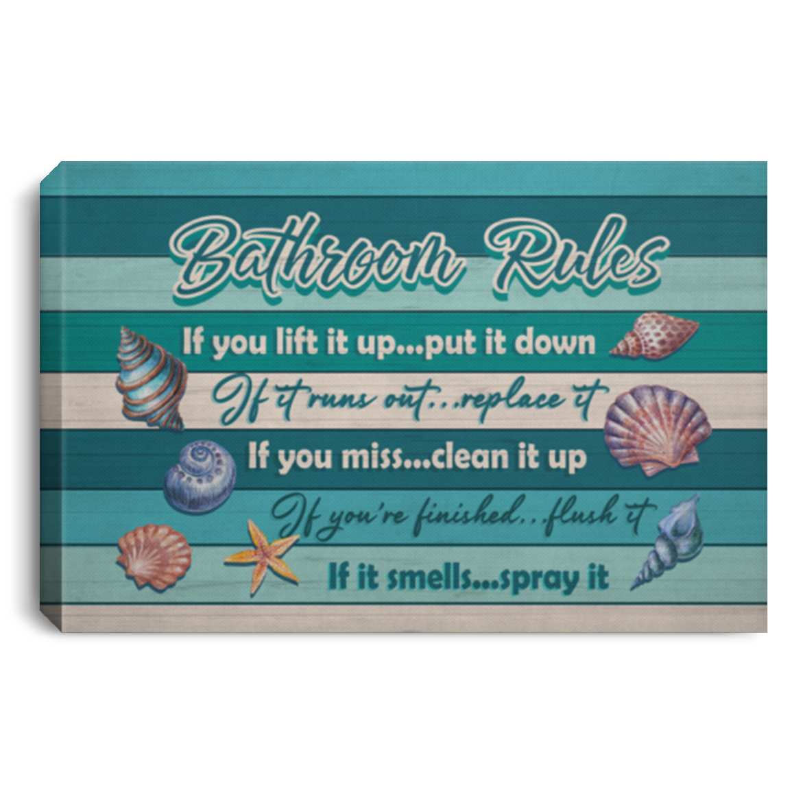 Bathroom Rules If You Lift It Up Put It Down If It Runs Out Replace It Framed Canvas - Unframed Poster, White, 0.75'' Framed Canvas