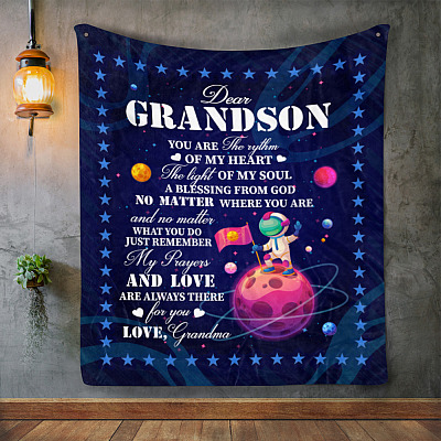 Alternative view of From Grandma To Grandson You Are The Rhythm Of My Heart Fleece Blanket - Mink Sherpa Blanket - Woven Blanket