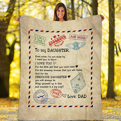 Alternative view of Gift To My Daughter From Dad Even When I Am Not Close By Fleece Blanket - Mink Sherpa Blanket - Woven Blanket