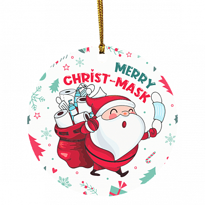 2020 Quarantined Christmas Co-Vi19 Decorative Christmas Ornament - Holiday Flat Circle Ornament, White, Circle Ornament