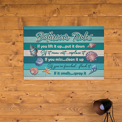Alternative view of Bathroom Rules If You Lift It Up Put It Down If It Runs Out Replace It Framed Canvas - Unframed Poster