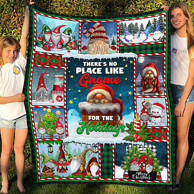Alternative view of There's No Place Like Gnome Fleece Blanket - Premium Sherpa Blanket - Woven Blanket - Christmas Blanket Gift
