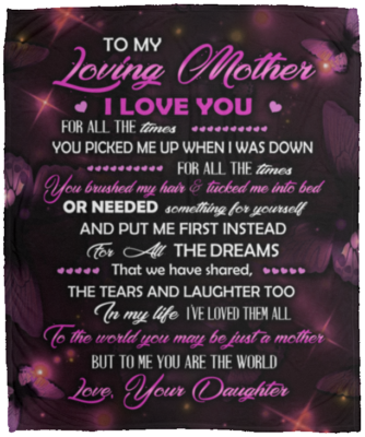 Butterfly To My Loving Mother I Love You For All The Times Fleece Blanket - Premium Mink Sherpa Blanket, White, Cozy Plush Fleece Blanket - 50x60