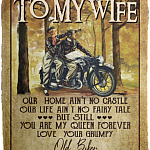 Old Biker To My Wife Our Home Ain't No Castle Our Life Ain't No Fairy Tale Fleece Blanket – Mink Blanket, White, Cozy Plush Fleece Blanket - 50x60