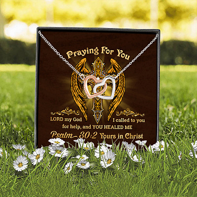 Praying For You Lord My God I Called To You For Help Psalm 30 2  Joined Interlocking Hearts Pendant Necklace