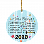 Remembering 2020 Year of Quarantine Funny Christmas Flat Holiday Circle Ornament, White, Circle Ornament