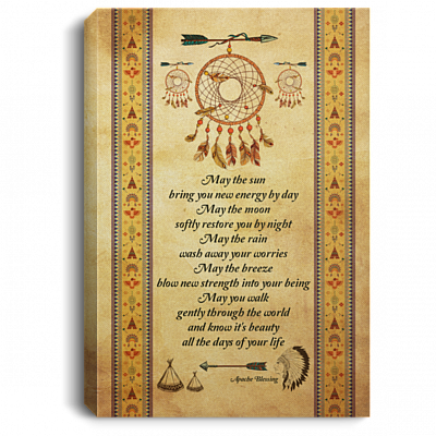 May The Sun Bring You New Energy By Day Wrapped Framed Canvas Prints - Apache Blessing Unframed Poster, White, 0.75'' Framed Canvas