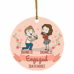 Personalized Engagement Christmas Ornament Keepsake - Holiday Flat Circle Ornament - Holiday Decoration Gift, White, Circle Ornament Personalized Engagement Christmas Ornament Keepsake - Holiday Flat Circle Ornament - Holiday Decoration Gift, White, Circle Ornament