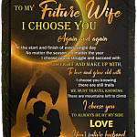 Husband to My Future Wife I Choose You Again and Again at The Start and Finish Fleece Blanket – Mink Blanket, White, Cozy Plush Fleece Blanket - 50x60