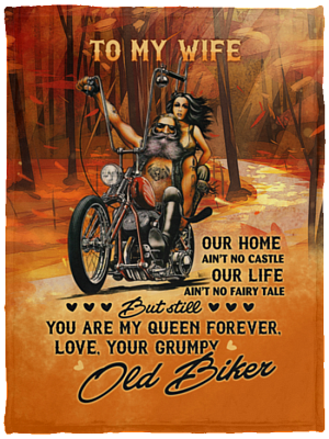 To My Wife Grumpy Old Biker Blanket, White, Cozy Plush Fleece Blanket - 30x40