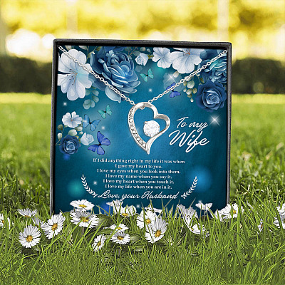 Alternative view of To My Wife if I Did Anything Right in My Life It Was I Gave My Heart To You Forever Love Pendant Necklace