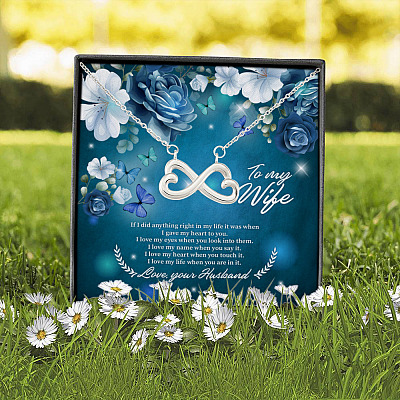 Alternative view of To My Wife if I Did Anything Right in My Life It Was I Gave My Heart To You Infinity Heart Pendant Necklace