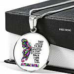 Autism Mom They Whispered To Her You Can't Withstand The Storm She Whispered Back I Am The Storm Circle Pendant Necklace - Circle Luxury Necklace (Silver)