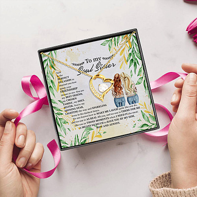 To My Soul Sister Forever Love Heart Pendant Necklace