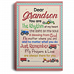 Dear Grandson The Rhythm Of My Heart The Light Construction Trucks Framed Canvas Prints - Unframed Poster, White, 0.75'' Framed Canvas