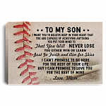 To My Son Baseball I Want You To Believe Deep In Your Heart That You Will Never Lose Framed Canvas Prints, White, 0.75'' Framed Canvas