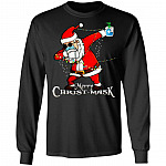 Funny Merry Christ-mask Santa Dabbing Wearing Mask Christmas Gift Sweatshirt - Long Sleeve Shirt, Black, Long Sleeve