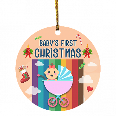 Baby's First Christmas 2020 Christmas Ornament Keepsake - Holiday Flat Circle Ornament, White, Circle Ornament