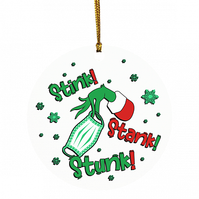 Grinch mask, White, Circle Ornament