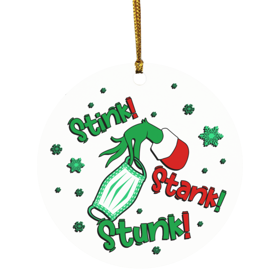 Grinch mask, White, Circle Ornament