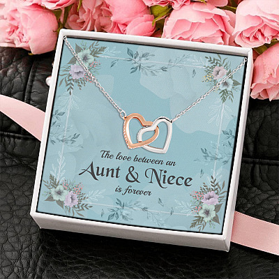 The Love Between An Aunt And Niece Is Forever Interlocking Hearts Pendant Necklace Gifts