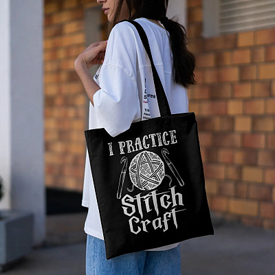 Alternative view of I Practice Stitch Craft Halloween Knit Funny Knitting Gift AOP Tote Bag - Shoulder Bag - Gift For Knitting Lover