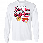 Life Is About Sweet Tea And Waffle Fries Hoodie - Sweatshirt - Long Sleeve - Foodie Food Lover Gifts, White, Long Sleeve