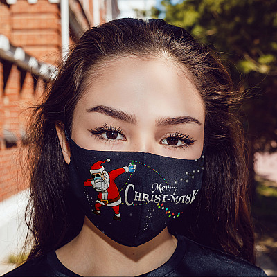 Alternative view of Funny Merry Christ-mask Santa Dabbing Wearing Mask Christmas Washable Reusable Custom Printed Cloth Face Mask Cover