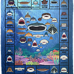 Love Shark Faces Heart Blanket - Funny Ocean Sharks In Heart Shape Shark Teeth Shark Week Blanket, White, Cozy Plush Fleece Blanket - 50x60