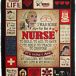 Nurse Gift I Was Born To Be A Nurse To Hold To Aid To Save Fleece Blanket - Mink Sherpa Blanket - Woven Blanket, White, Cozy Plush Fleece Blanket - 50x60