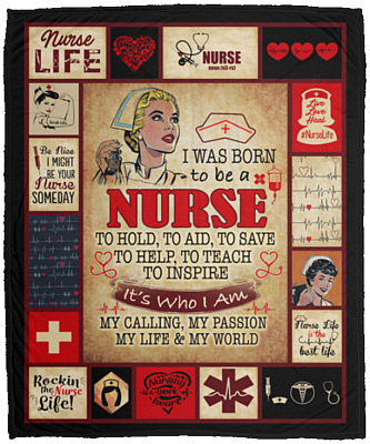Nurse Gift I Was Born To Be A Nurse To Hold To Aid To Save Fleece Blanket - Mink Sherpa Blanket - Woven Blanket, White, Cozy Plush Fleece Blanket - 50x60