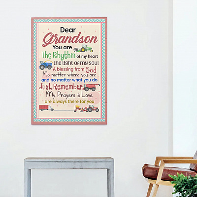 Alternative view of Dear Grandson The Rhythm Of My Heart The Light Construction Trucks Framed Canvas Prints - Unframed Poster