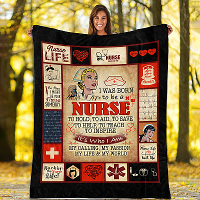 Alternative view of Nurse Gift I Was Born To Be A Nurse To Hold To Aid To Save Fleece Blanket - Mink Sherpa Blanket-Woven Blanket