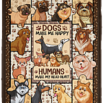 Dogs Make Me Happy Humans Make My Head Hurt Fleece Blanket - Premium Sherpa Blanket - Woven Blanket, White, Cozy Plush Fleece Blanket - 30x40 Dogs Make Me Happy Humans Make My Head Hurt Fleece Blanket - Premium Sherpa Blanket - Woven Blanket, White, Cozy Plush Fleece Blanket - 30x40