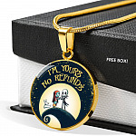 Valentine's Day Gifts For Her I Am Yours No Refund Cartoon Circle Pendant Necklace - Circle Luxury Necklace (Gold Plated)