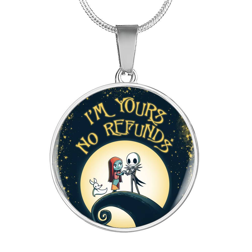 Valentine's Day Gifts For Her I Am Yours No Refund Cartoon Circle Pendant Necklace - Circle Luxury Necklace (Silver)