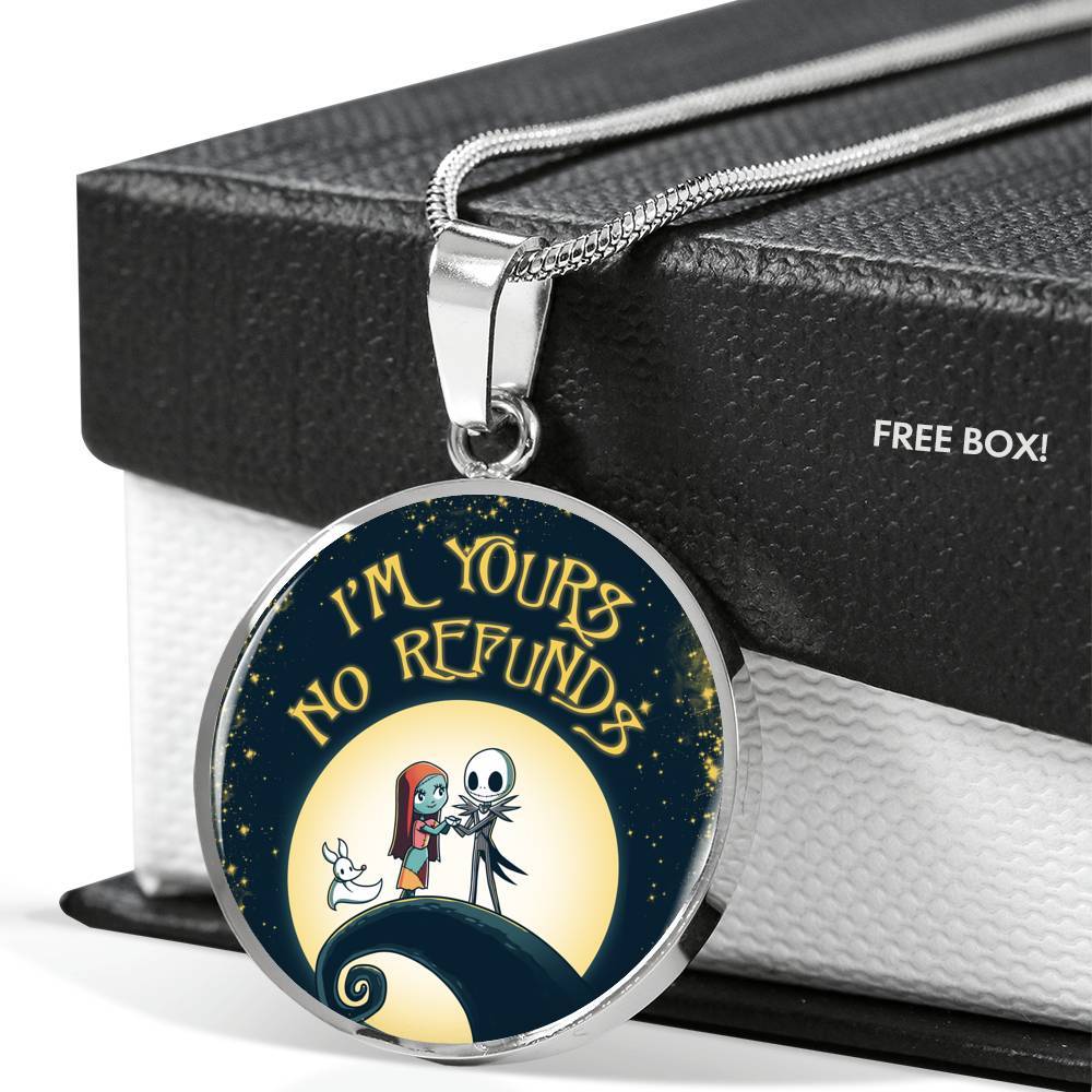 Valentine's Day Gifts For Her I Am Yours No Refund Cartoon Circle Pendant Necklace - Circle Luxury Necklace (Silver)