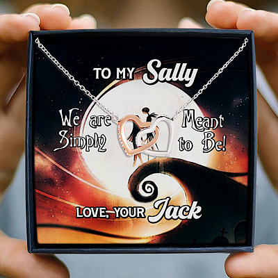 Alternative view of To My Sally We Are Simply Meant to Be Love Your Jack Interlocking Hearts Pendant Necklace
