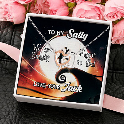 To My Sally We Are Simply Meant to Be Love Your Jack Interlocking Hearts Pendant Necklace