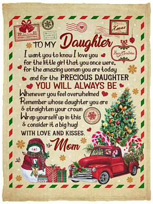 To My Daughter Christmas Letter Blanket, White, Cozy Plush Fleece Blanket - 30x40