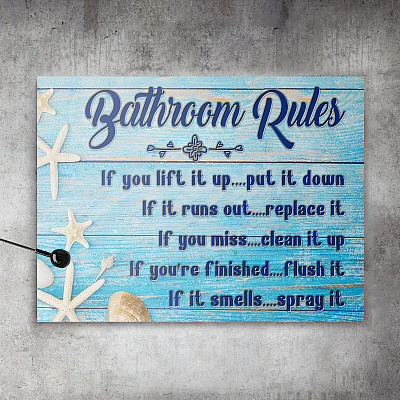 Alternative view of Bathroom Rules If You Lift It Up Put It Down Wrapped Framed Canvas Prints - Funny Bathroom Unframed Poster