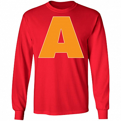 Letter A Striped Squirrels Rodents Christmas Thanksgiving Costume Hoodie Sweatshirt, Red, Long Sleeve
