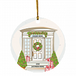 Personalized White Door Family Christmas Circle Ornament - New Home Holiday Decoration Gift, White, Circle Ornament