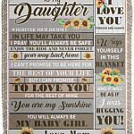 Mom To My Daughter Wherever Your Journey In Life May Take You Vintage Fleece Blanket - Mink Blanket, White, Cozy Plush Fleece Blanket - 50x60